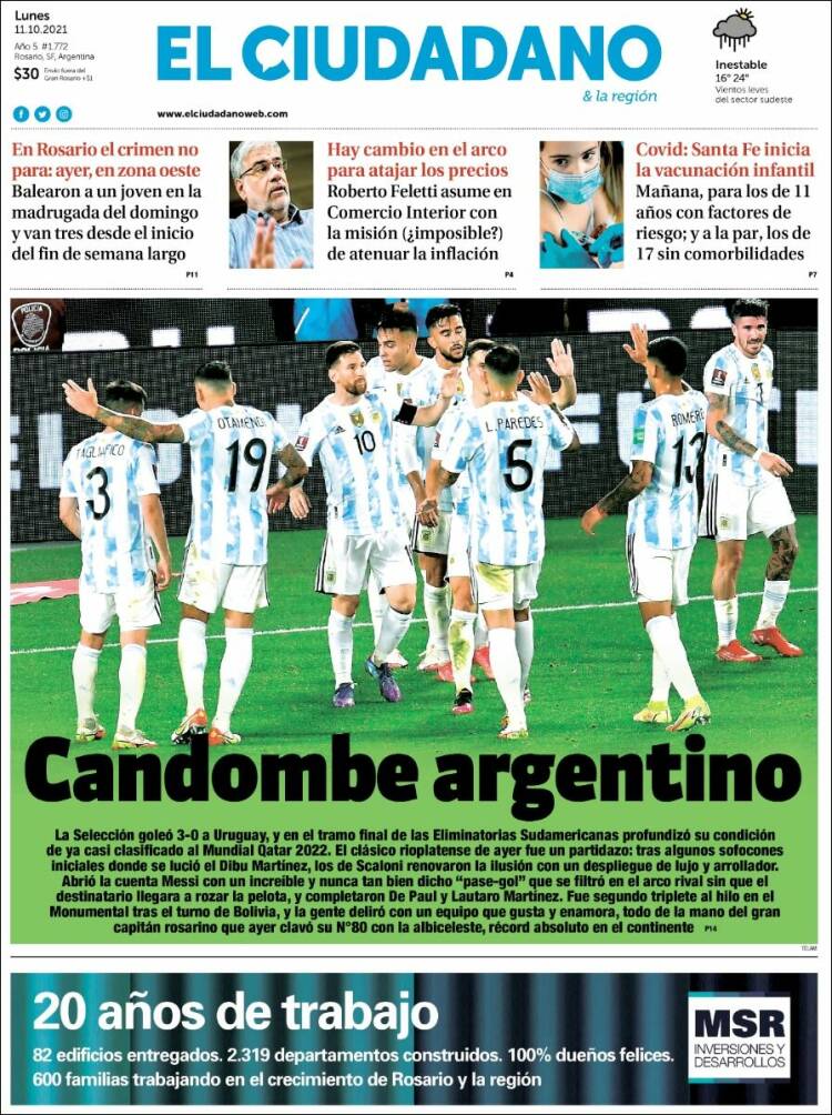 Portada de Diario El Ciudadano (Argentina)