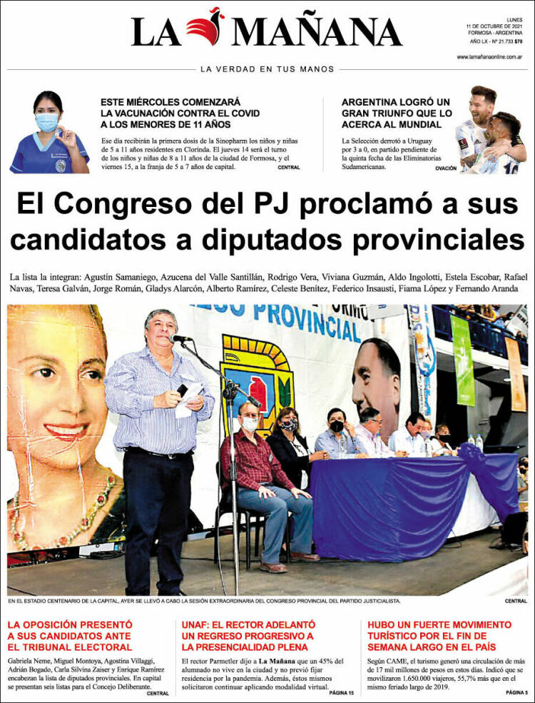 Portada de Diario La Mañana (Argentina)