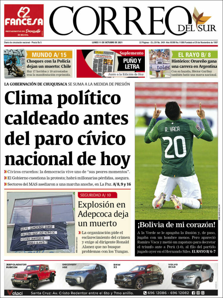 Portada de Correo Sur (Bolivia)