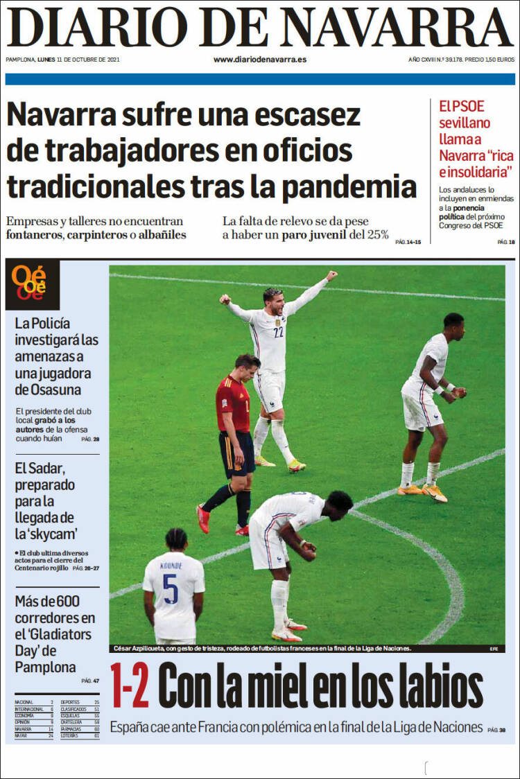 Portada de Diario de Navarra (España)