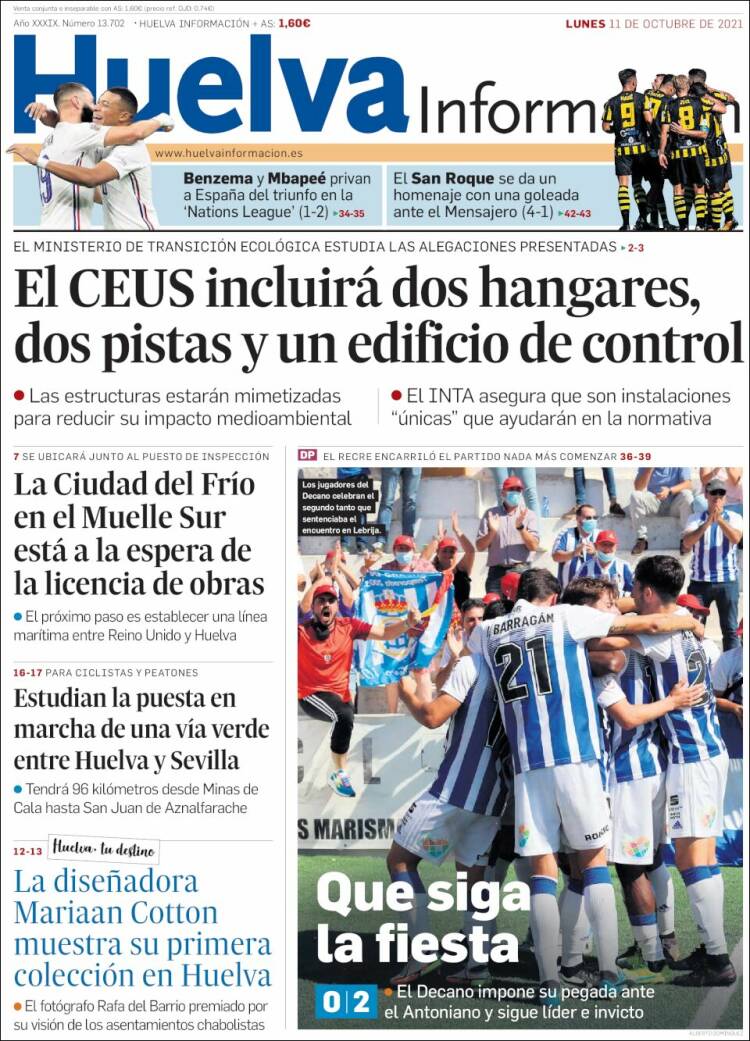 Portada de Huelva Información (España)