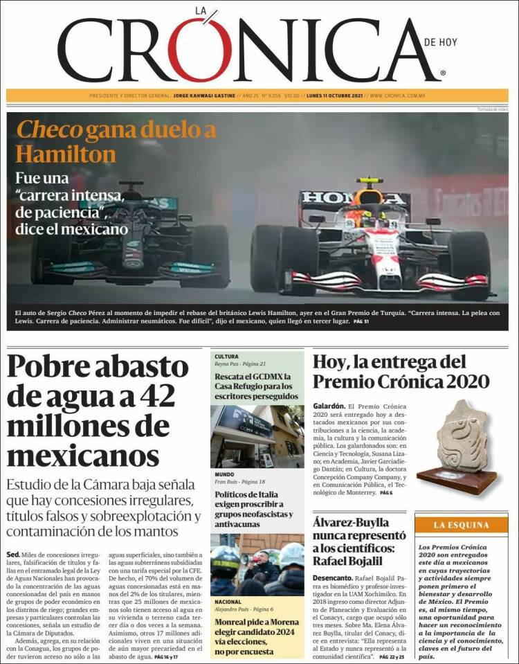 Portada de La Crónica de Hoy (M&eacute;xico)