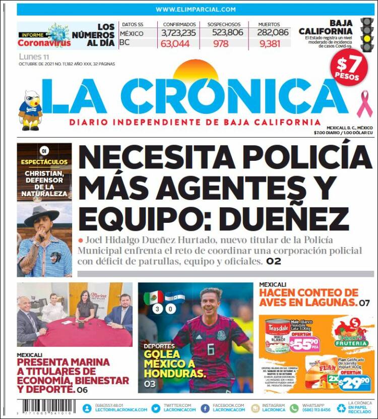 Portada de La Crónica de Baja California (M&eacute;xico)