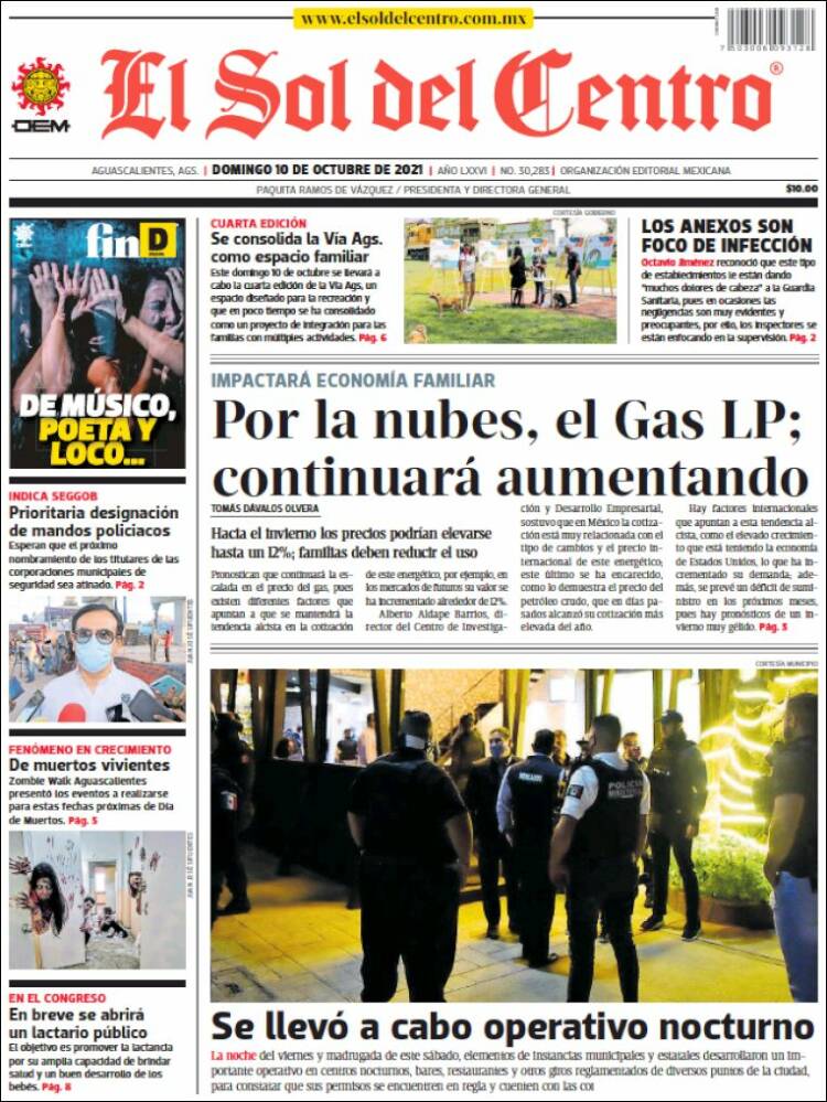 Portada de El Sol del Centro (M&eacute;xico)