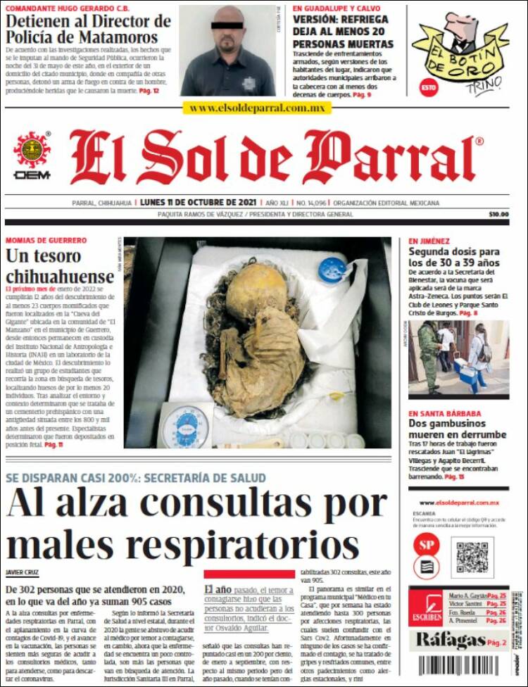 Portada de El Sol de Parral (M&eacute;xico)