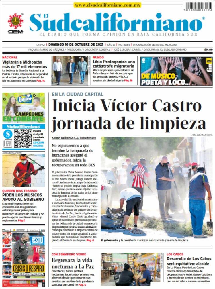 Portada de El Sudcaliforniano (M&eacute;xico)