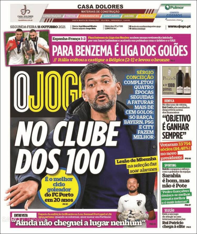 Portada de O Jogo (Portugal)