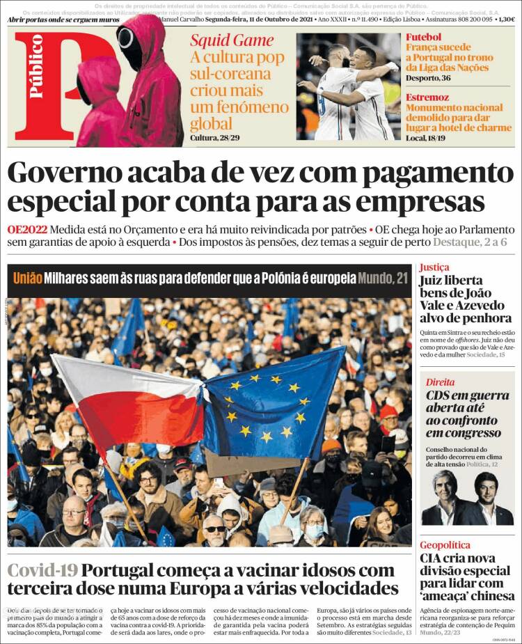 Portada de Público (Portugal)