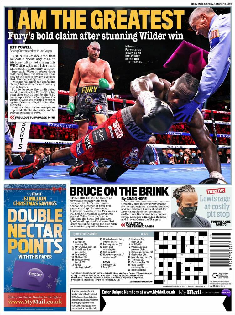 Portada de Daily Mail Sport (Reino Unido)