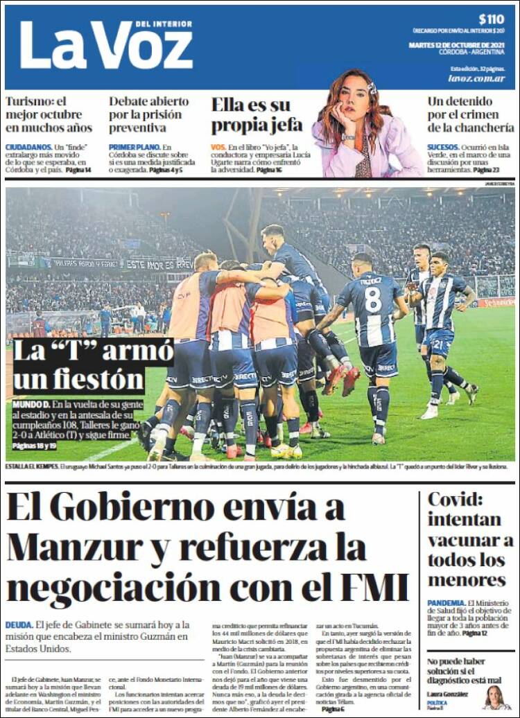 Portada de La Voz del Interior (Argentina)