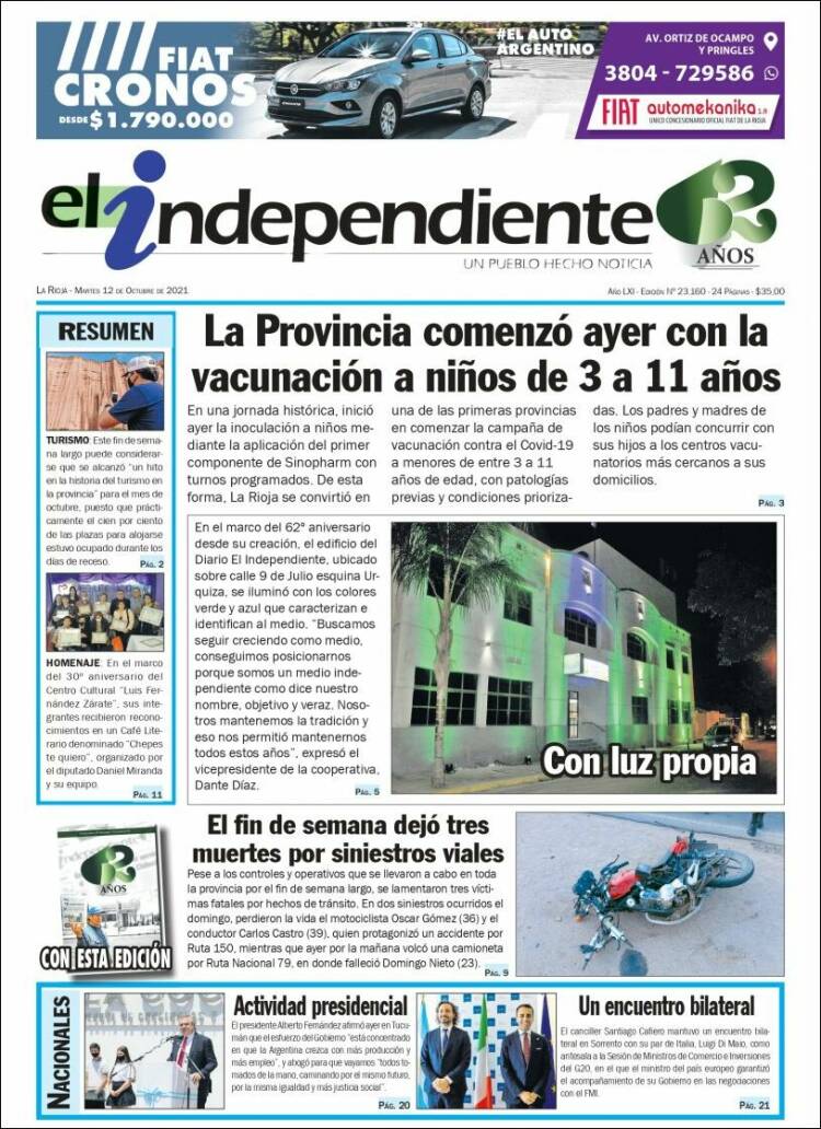 Portada de El Independiente (Argentina)