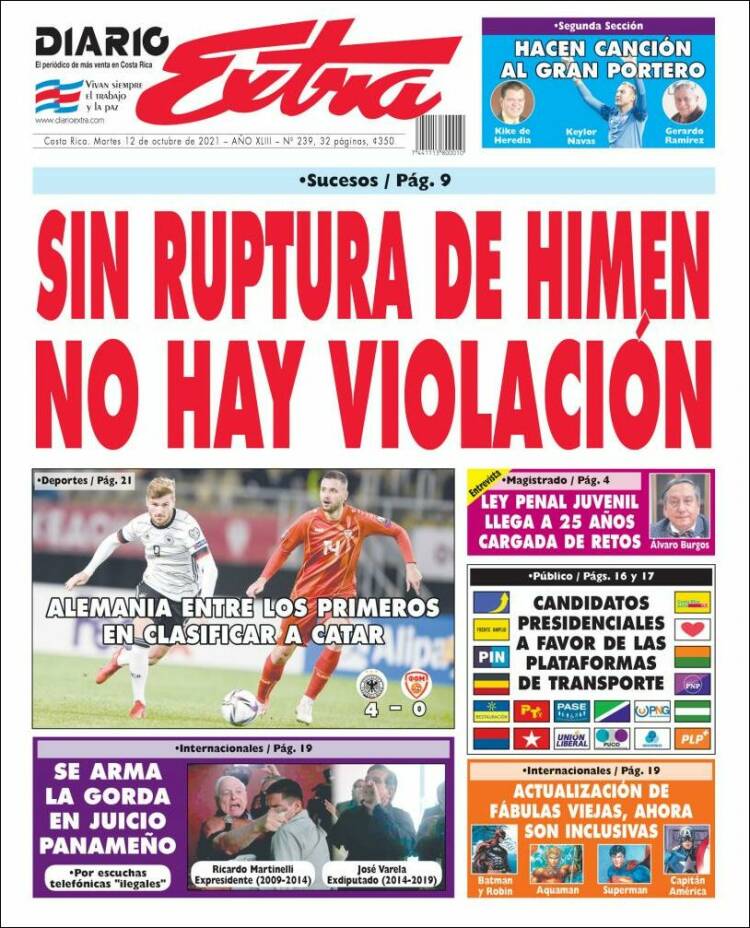 Portada de Diario Extra (Costa Rica)