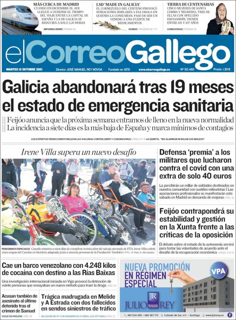 Portada de El Correo Gallego (España)