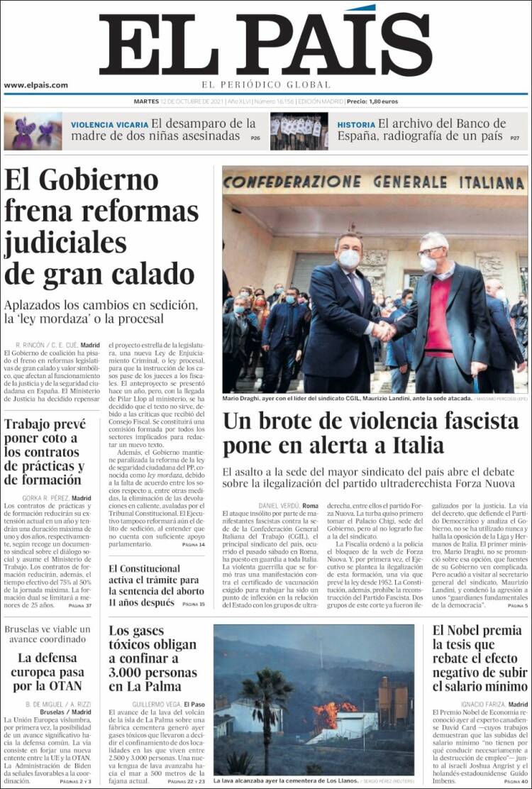 Portada de El País (España)