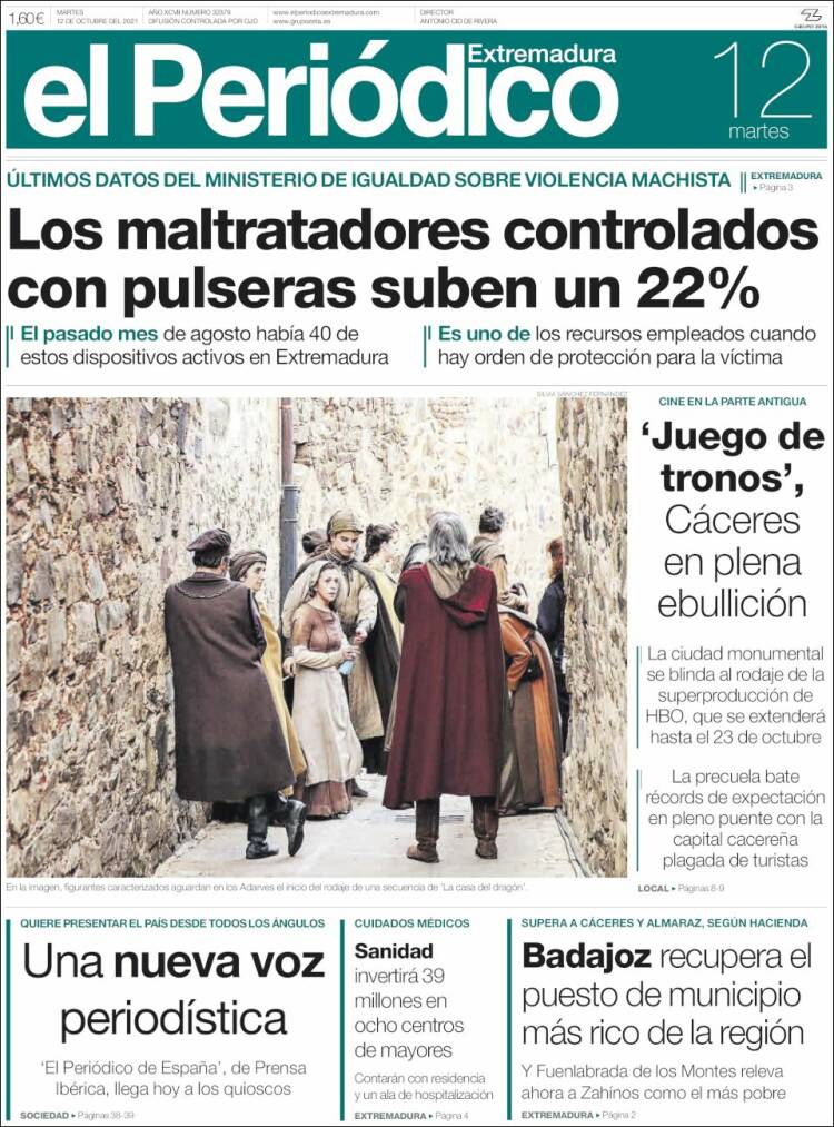 Portada de El Periódico de Extremadura (España)