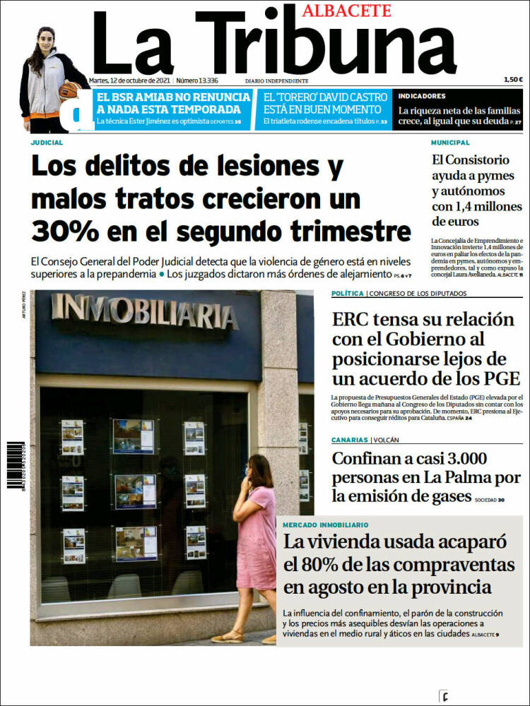 Portada de La Tribuna de Albacete (España)