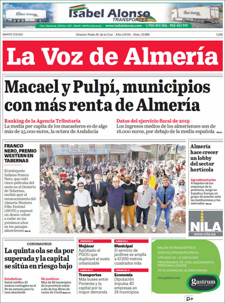 Portada de La Voz de Almería (España)