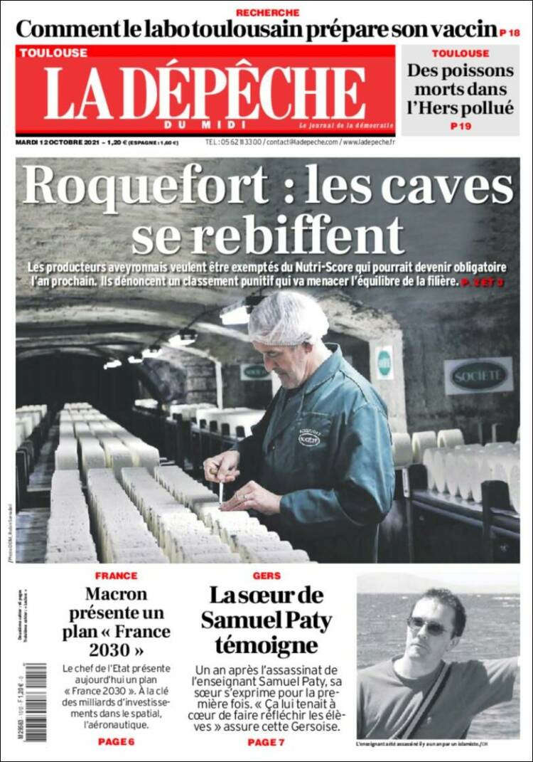 Portada de La Dépêche du Midi (Francia)