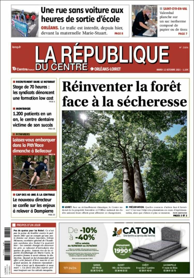 Portada de La République du Centre (Francia)