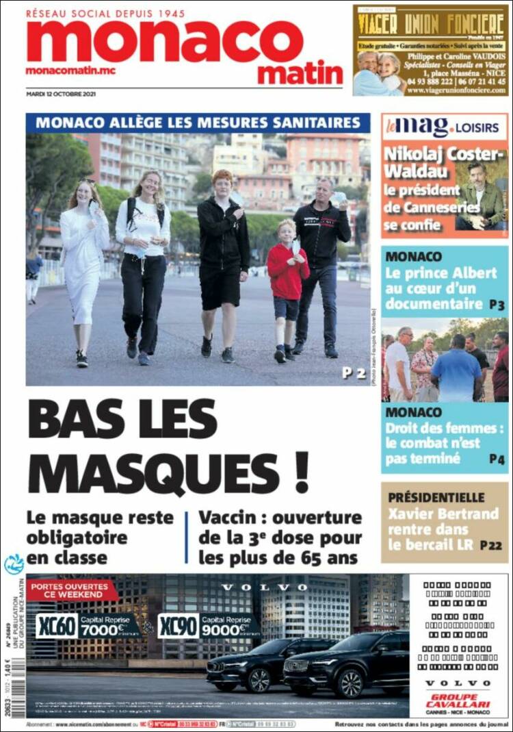 Portada de Nice-Matin (Francia)