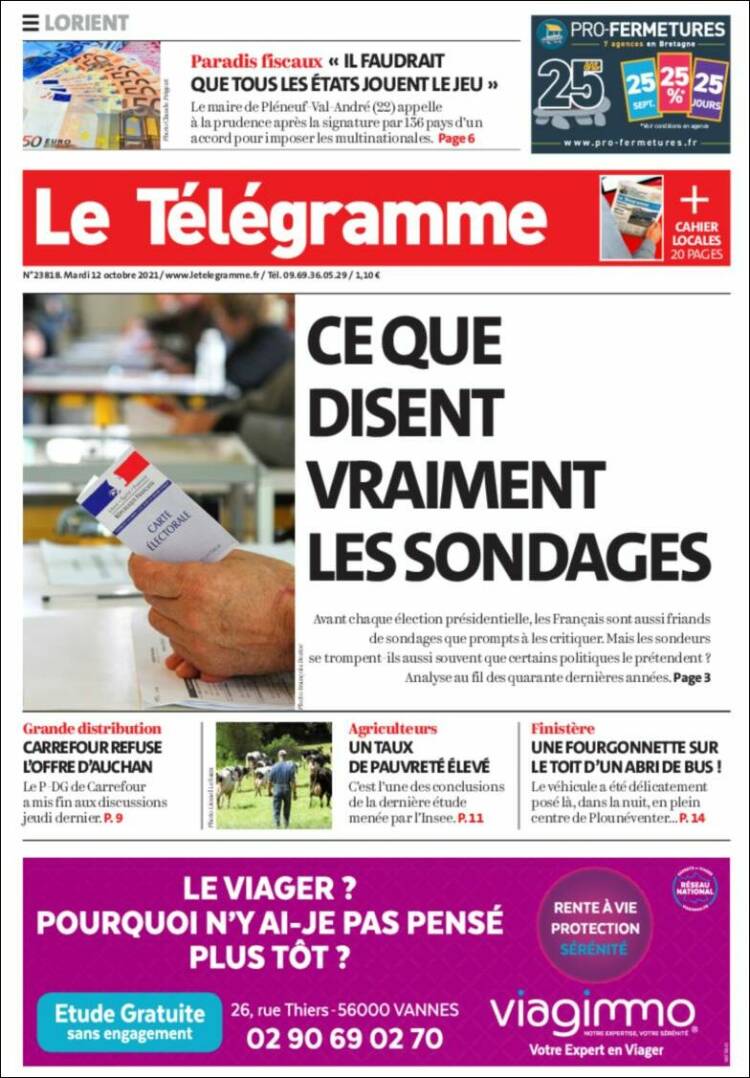 Portada de Télégramme (Francia)