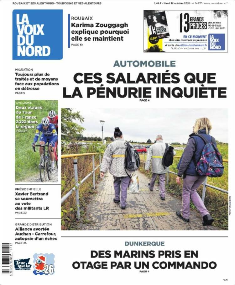 Portada de La Voix du Nord (Francia)