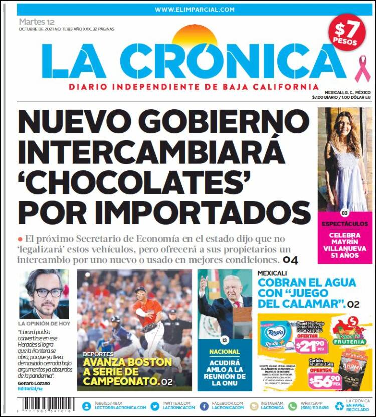 Portada de La Crónica de Baja California (México)