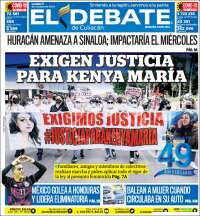 Portada de El Debate de Culiacán (México)