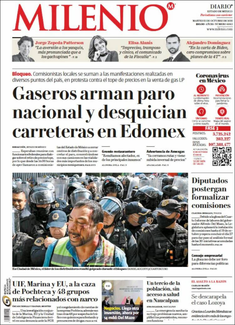 Portada de Milenio - Estado de México (México)