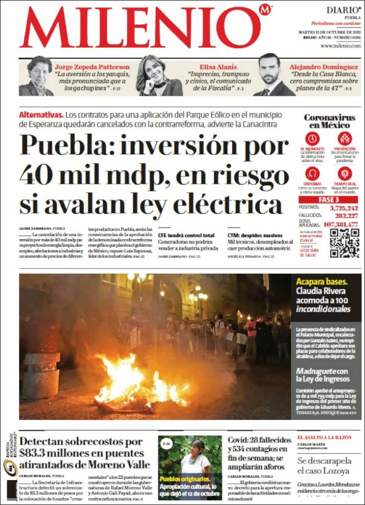 Portada de Milenio de Puebla (México)