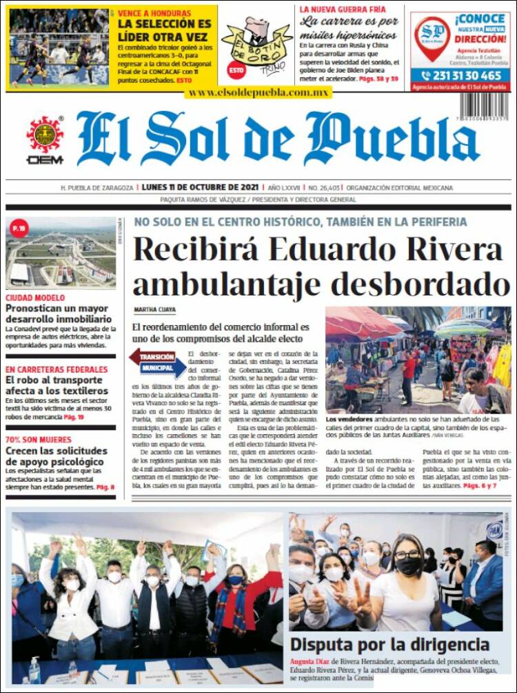 Portada de El Sol de Puebla (México)