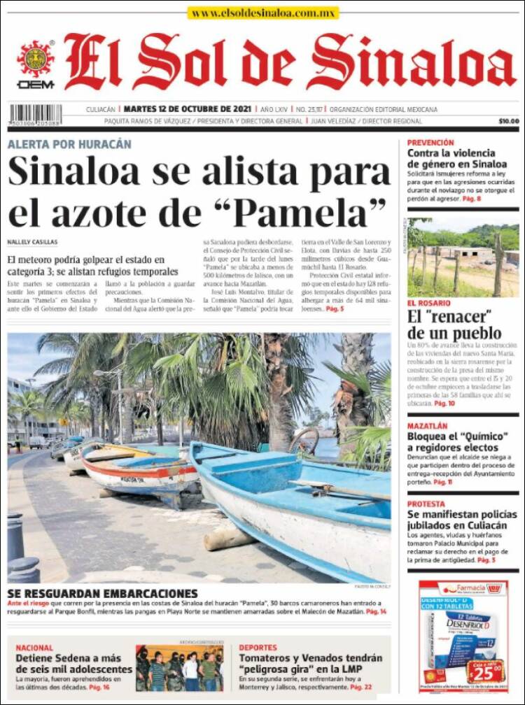 Portada de El Sol de Sinaloa (México)