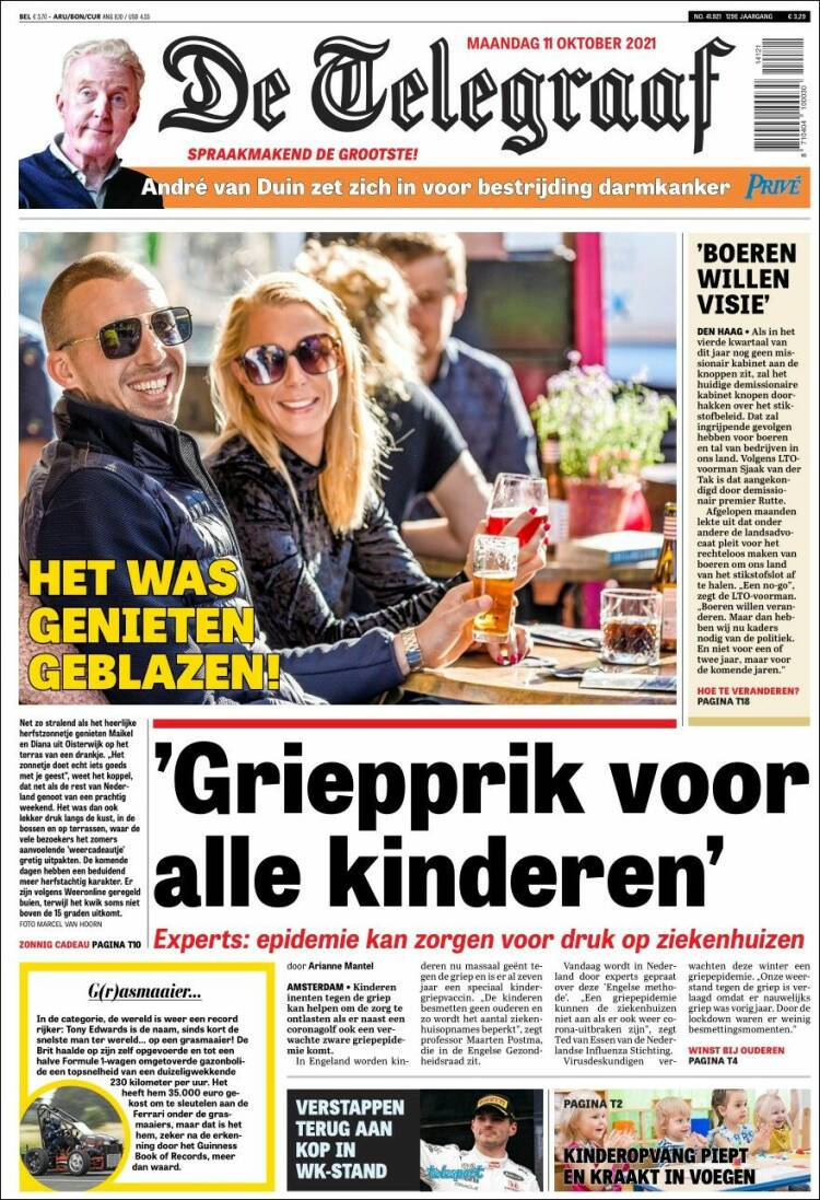 Portada de De Telegraaf (Pa&iacute;ses Bajos)