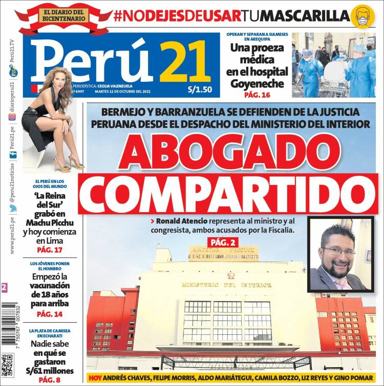 Portada de Perú 21 (Per&uacute;)