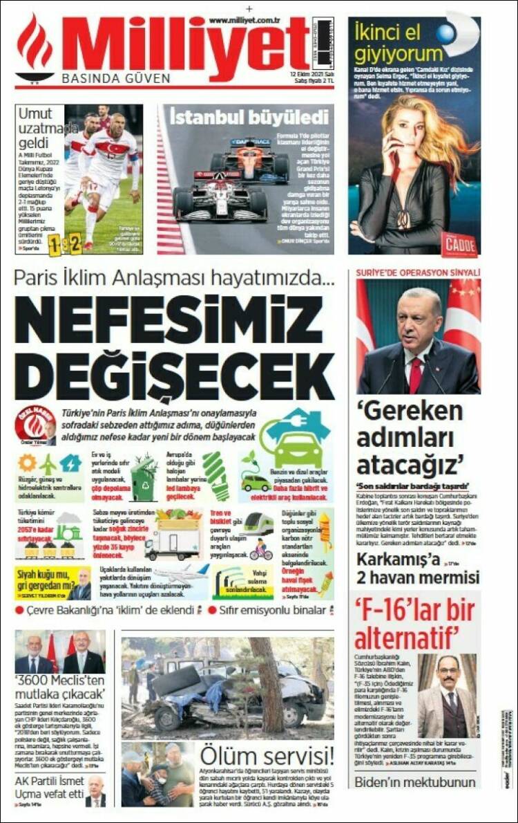 Portada de Milliyet (Turqu&iacute;a)