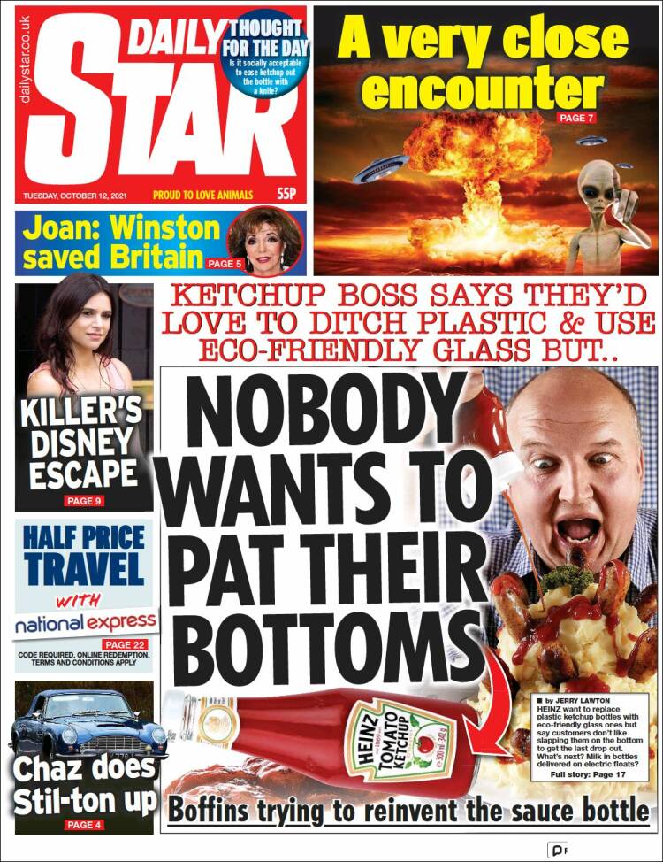 Portada de Daily Star (Reino Unido)