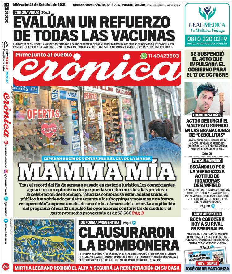 Portada de Crónica (Argentina)