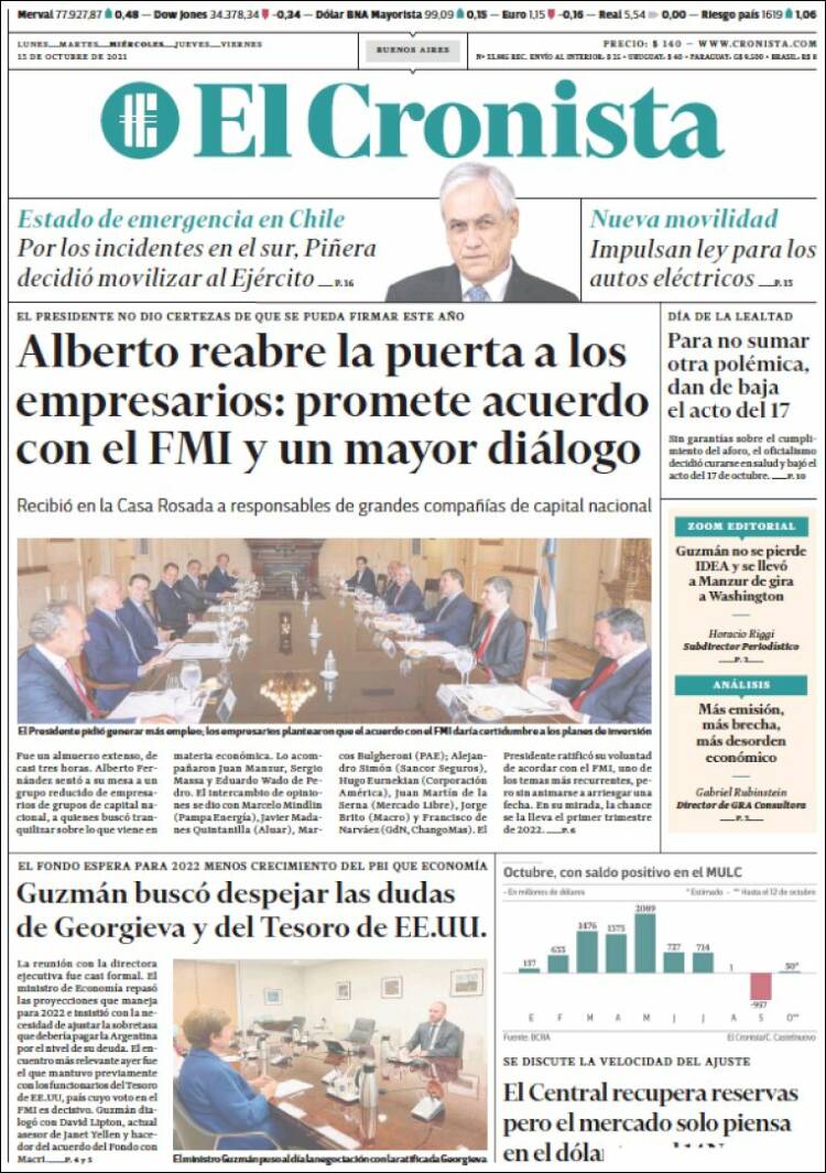 Portada de El Cronista Comercial (Argentina)