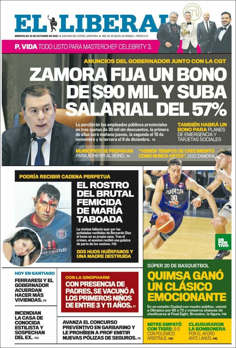 Portada de Diario El Liberal (Argentina)