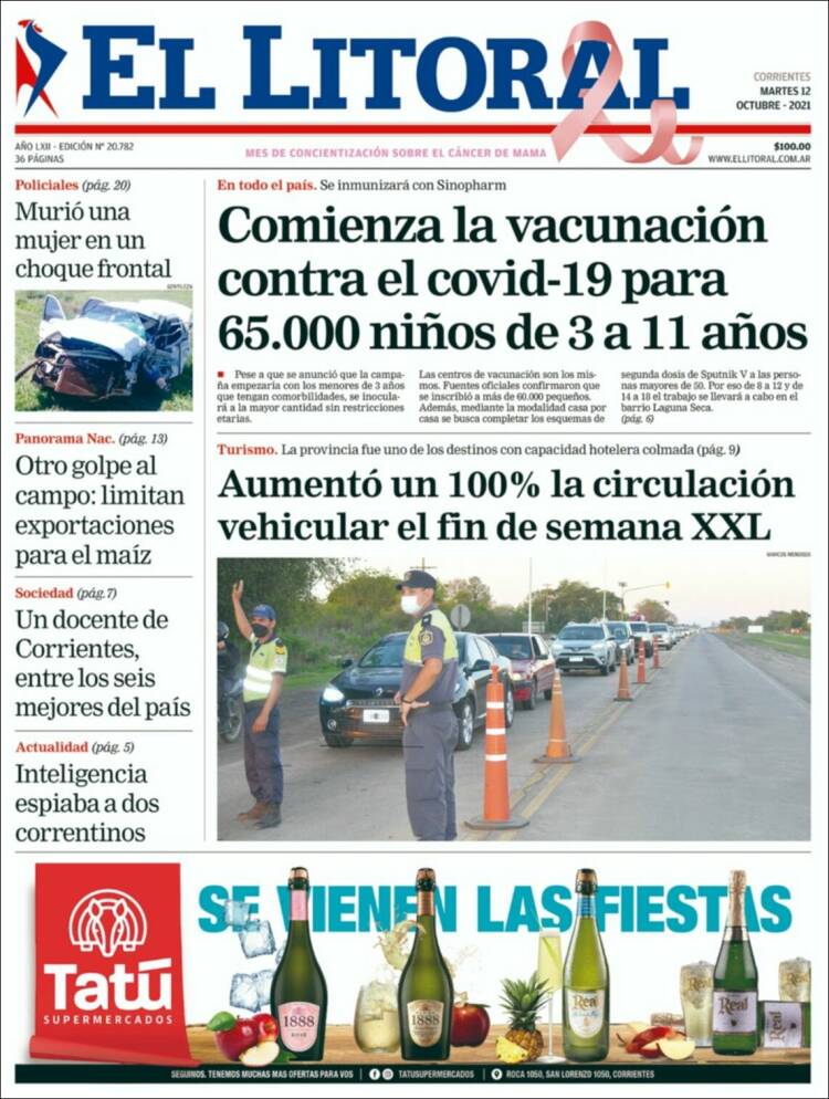 Portada de El Litoral Corrientes (Argentina)