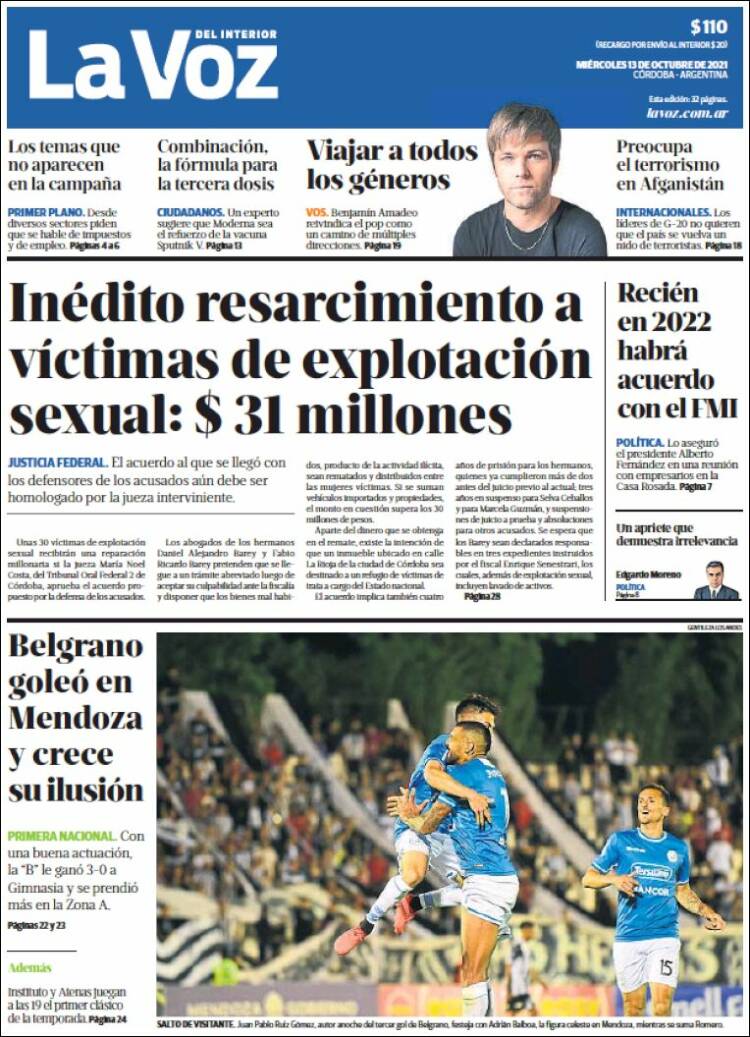 Portada de La Voz del Interior (Argentina)