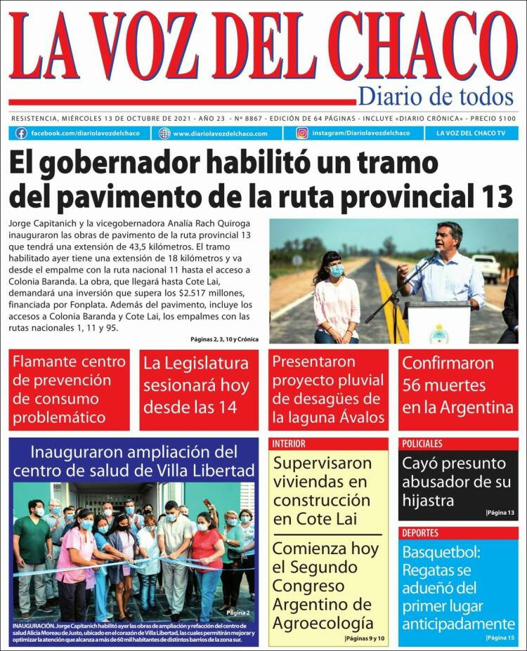 Portada de La Voz del Chaco (Argentina)