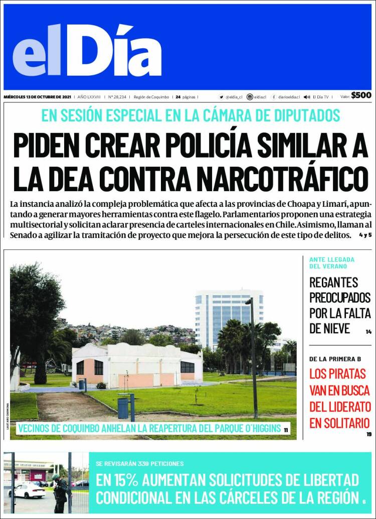 Portada de El Día (Chile)