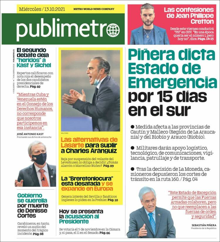 Portada de Publimetro (Chile)