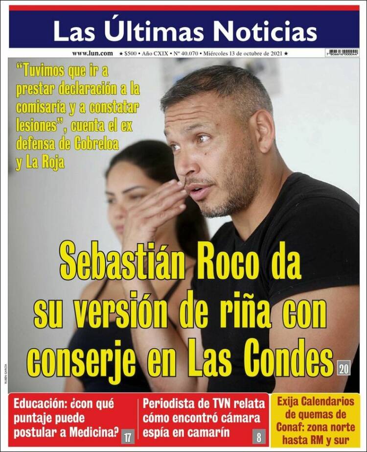 Portada de Las Últimas Noticias (Chile)