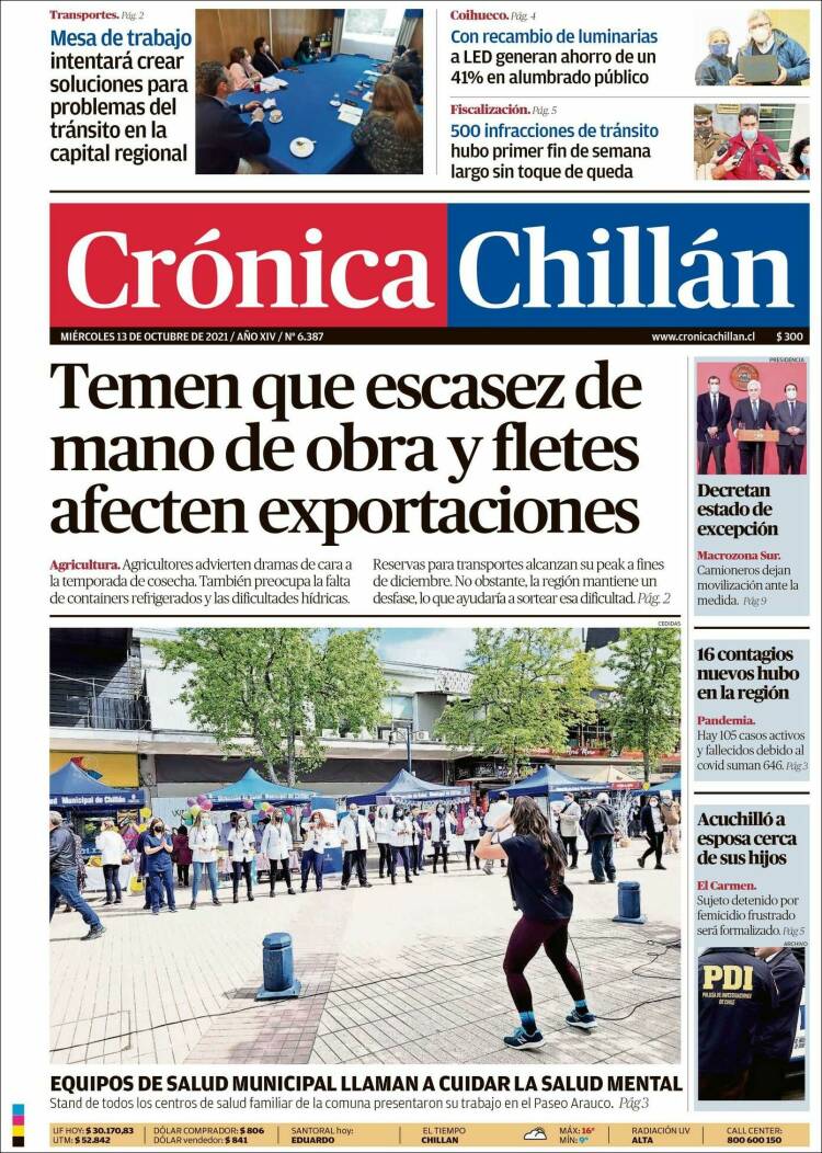 Portada de Crónica Chillán (Chile)