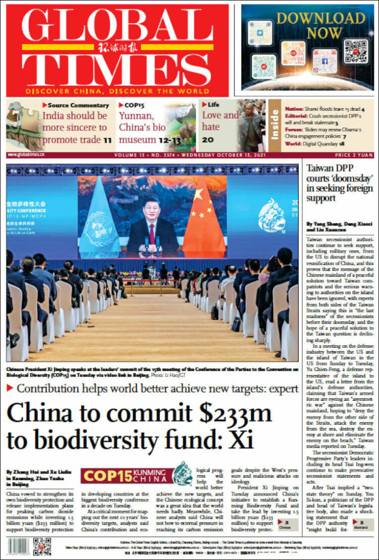 Portada de The Global Times (China)