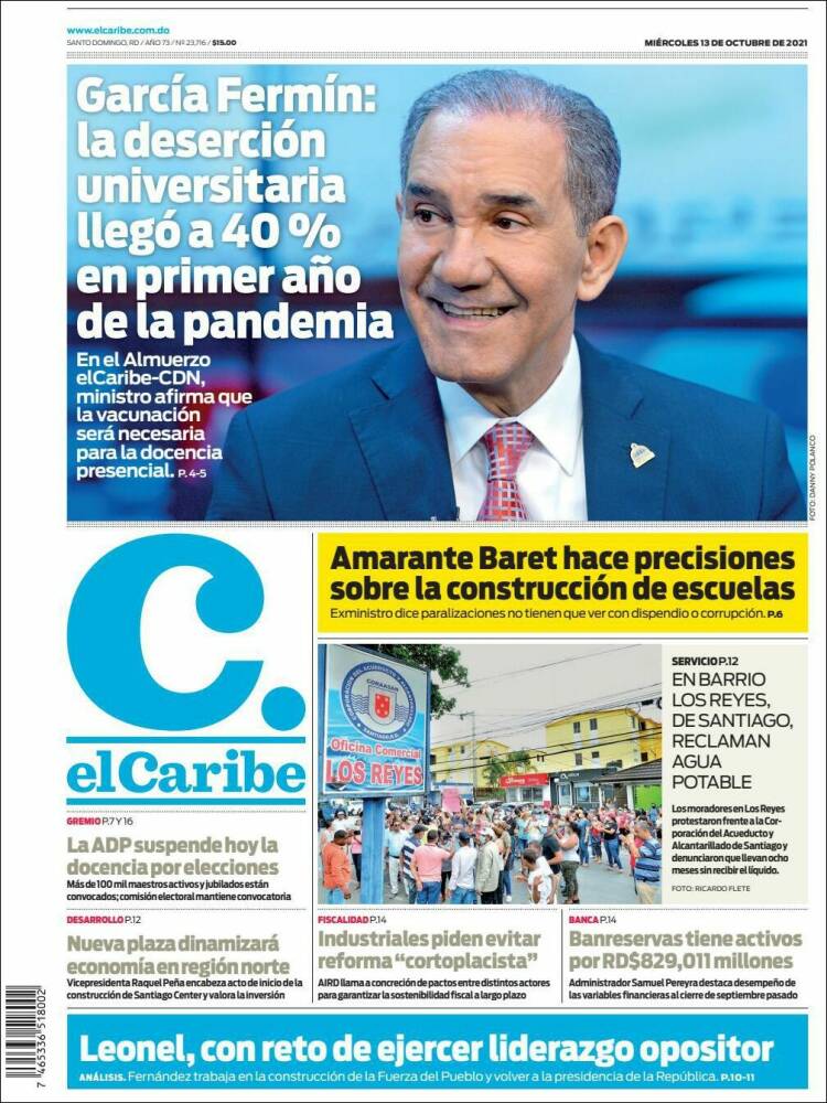 Portada de El Caribe (R. Dominicana)