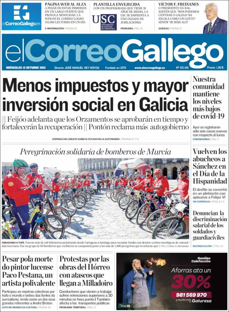 Portada de El Correo Gallego (España)