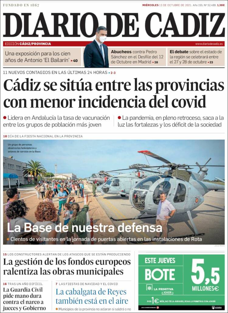 Portada de Diario de Cádiz (España)